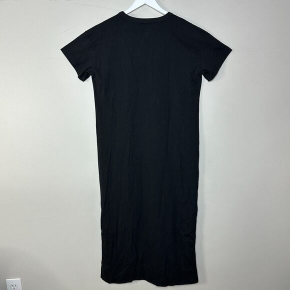 Everlane The Organic Weekend Side Slit Maxi Dress Black Round Neck Women XS NWT - Picture 4 of 12